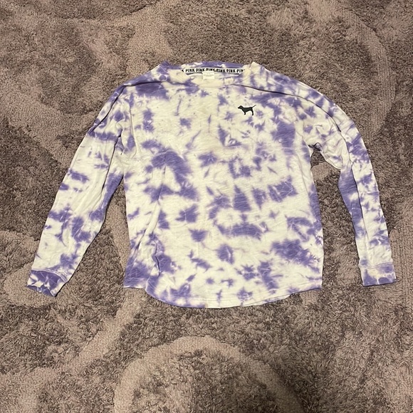 PINK Victoria's Secret Sweaters - PINK Victoria’s Secret White and Purple Tie-Dye in Women’s Size S|P
